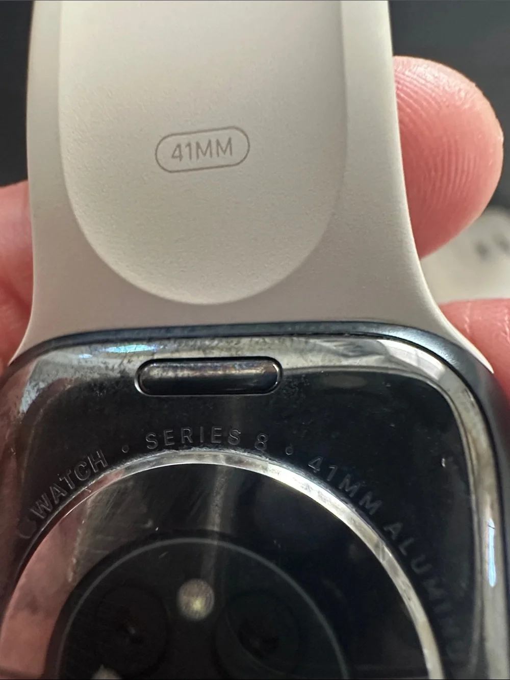 Apple Watch 8 Gen smartwatch with Cream Color Sport Band & Silver Milanese Loop